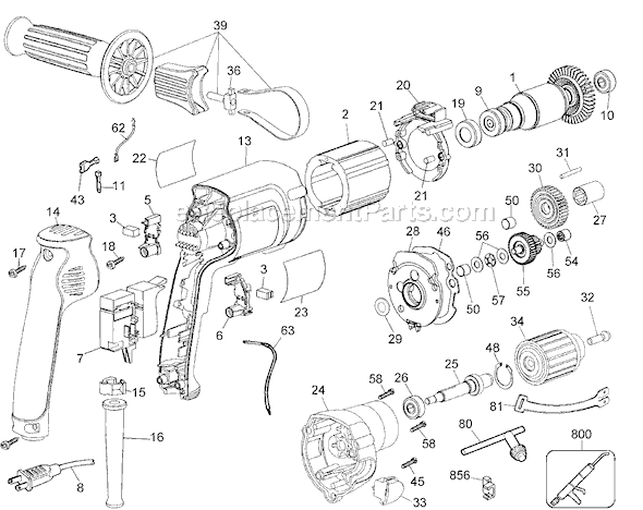 Page A Diagram and Parts List for ELU27158 Type 1 Black and Decker Electric Drill